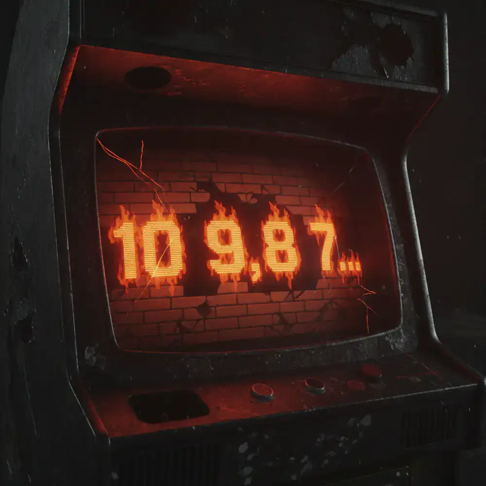 Cuenta regresiva en pantalla de estilo arcade