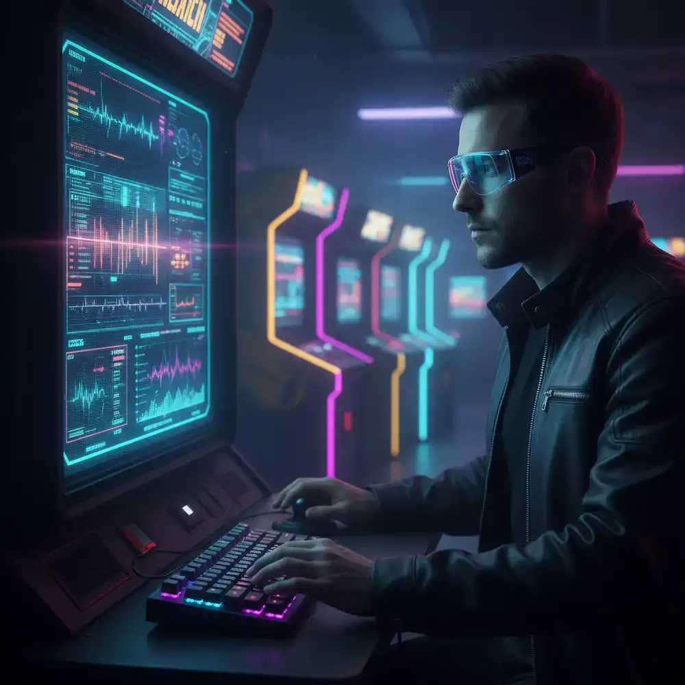 Ingeniero de control de calidad revisando las métricas de respuesta en pantalla